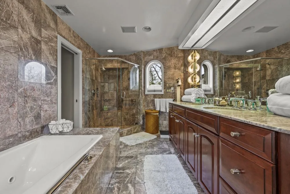 Stone & warm wood at Scarsdale estate