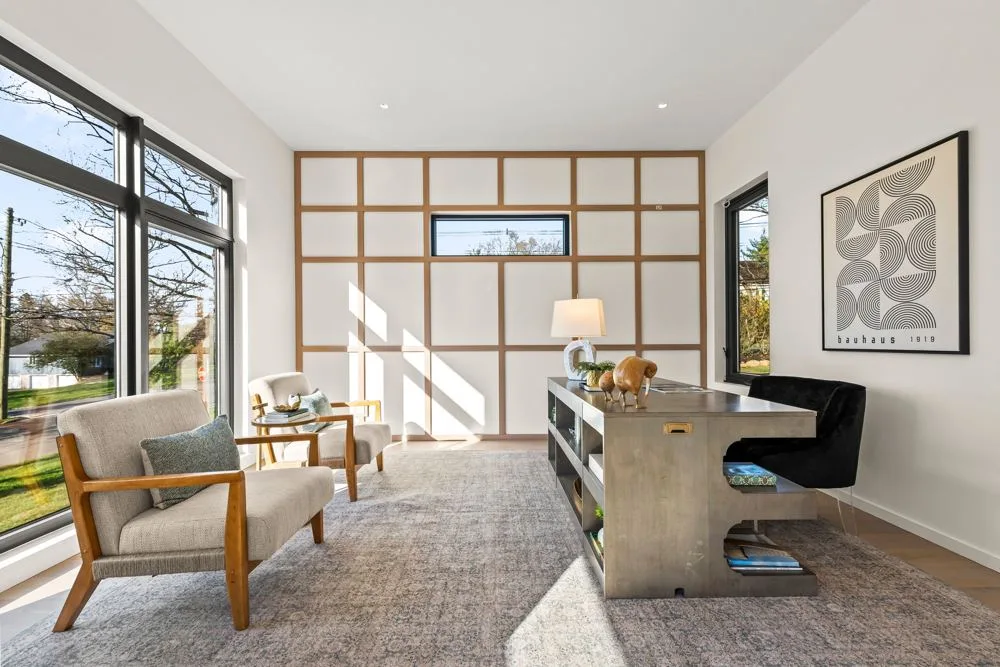 A light-filled study at Short Hills mansion