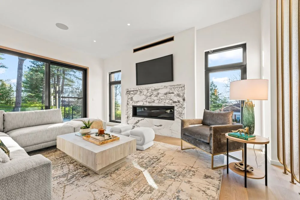 A warm living room at Short Hills mansion