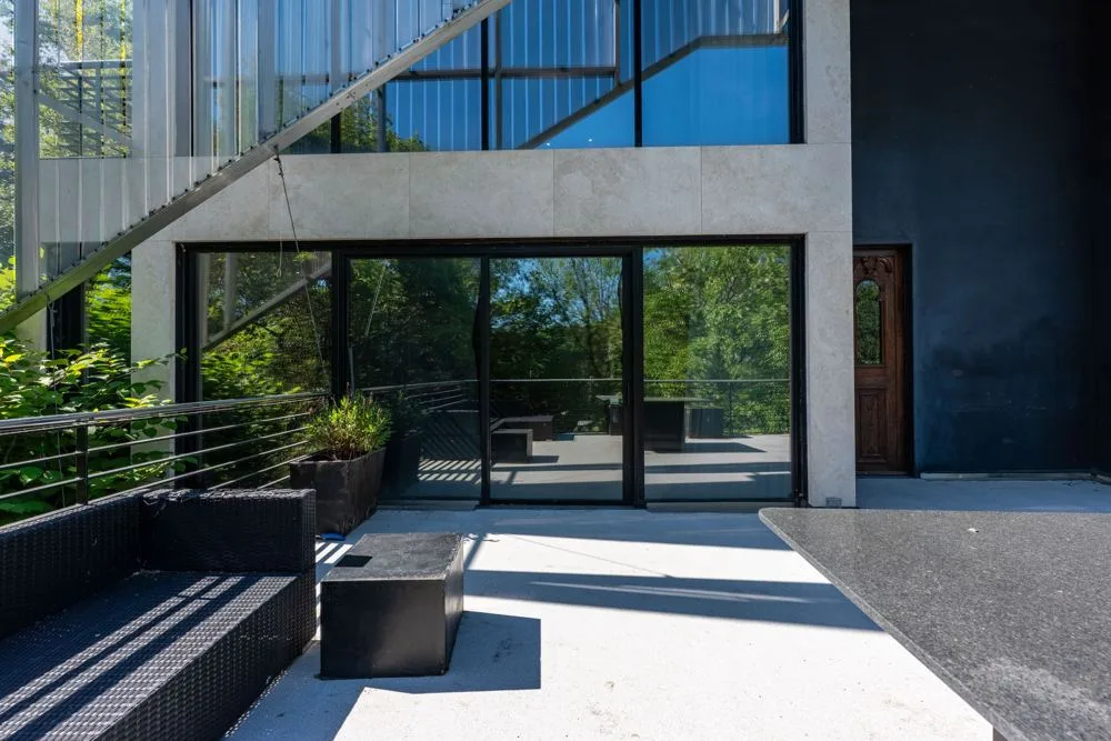 Terrace & glass at Modern architectural home